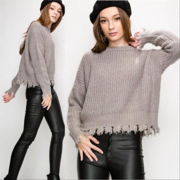 MODA ME COUTURE Sweaters - MAISY Distress Boxy Sweater